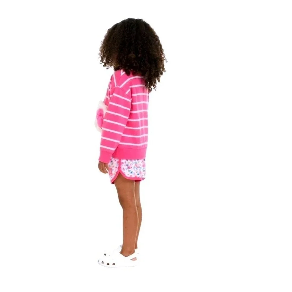 Hello Kitty BabyGirls Pink Striped Sweatshirt & Shorts 2 Piece Sz 2T NEW